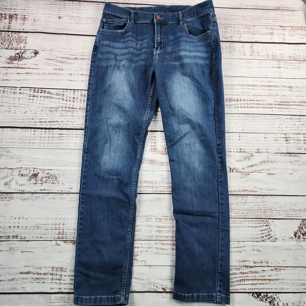 Mugsy Jeans Mens Blue Denim Slim Straight Leg Stretch Medium Wash 33x30 Workwear